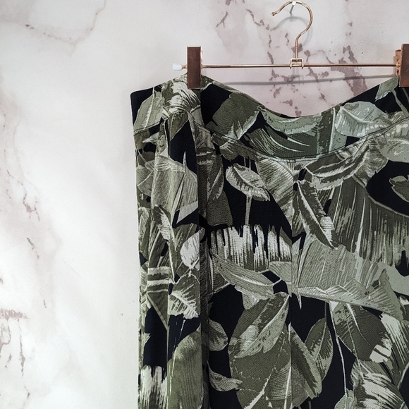 GILI Pants Womens XL P Green Wide Leg Palazzo Resort Hawaiian Floral Botanical - Picture 2 of 14